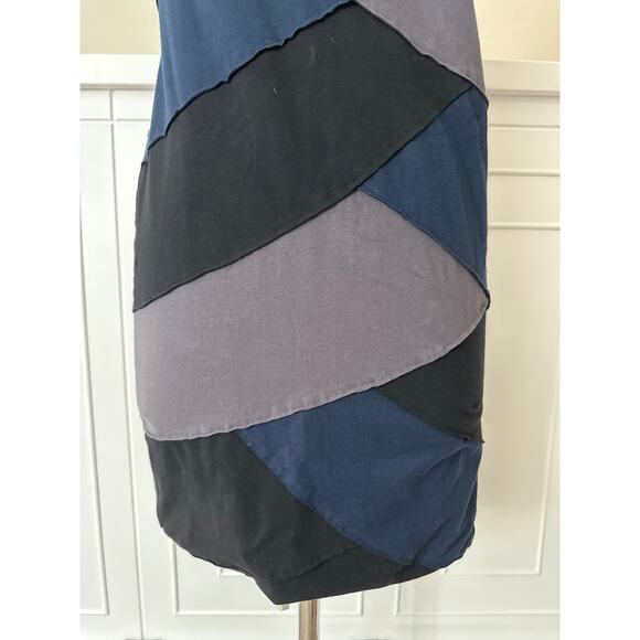 Free People Patchwork Sleeveless Bodycon Mini Dress Beaded Neckline Size L Boho - Picture 3 of 11